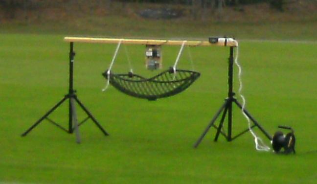 45(47) Utförande av experiment. Bild 5: Inledande testanordning. Helikoptern flög här ovanför konstruktionen.