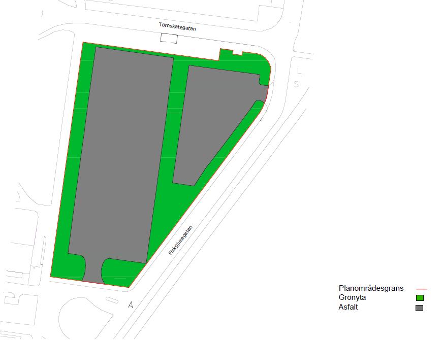 Figur 3-4. Karta över befintlig markanvändning. Röd markering visar planområdets gräns.