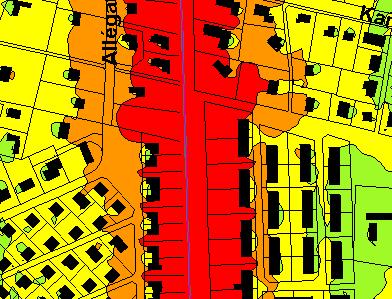 Utöver riktvärden för befintlig miljö kan sägas att med den nuvarande trafikeringen på banan innebär att första raden av bostadsbebyggelse ligger på gränsen av att klara riktvärdet för miljökvalitet