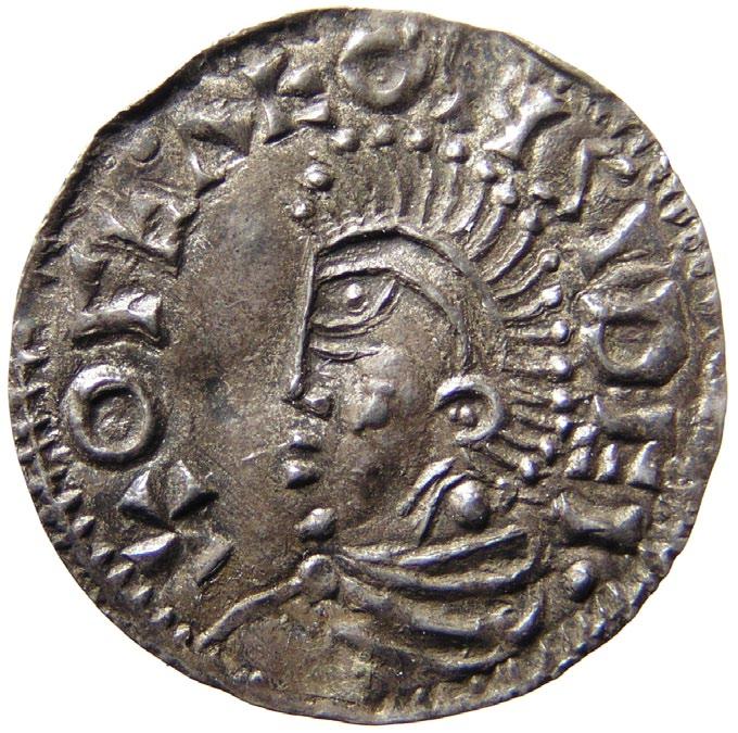 Fig. 6. BM 4.21.87 på runt myntämne, 1,69 gram, ex. Universitetets myntkabinett i Oslo. Foto: Kenneth Jonsson. Skala 2:1. förklaras med slarv i hanteringen.