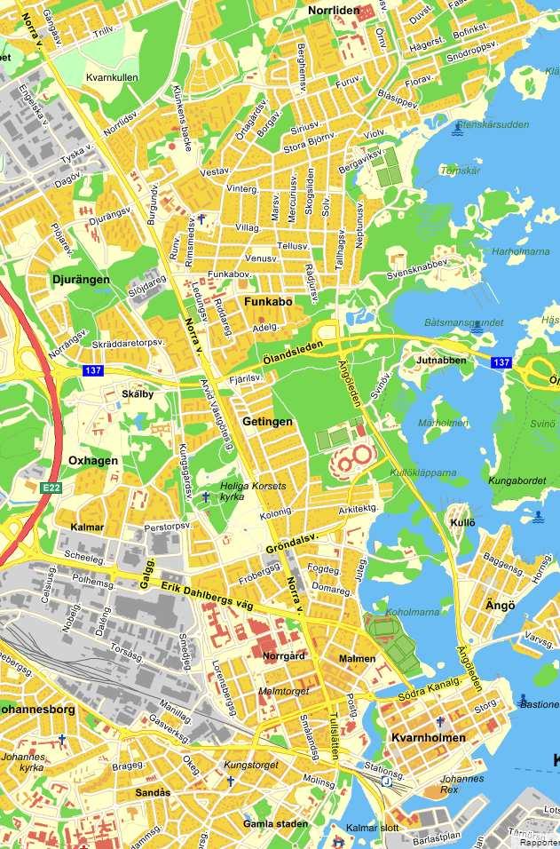 Karta över skolor i Kalmar kommun