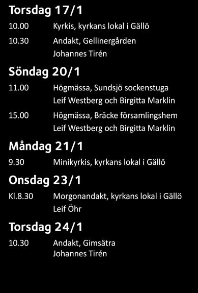 svenskakyrkan.se/bracke-revsund Hällesjö-Håsjö Himmelskt bra Söndag 27/1 Kl. 11.