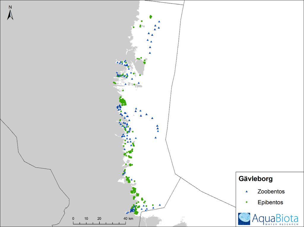 Figur 9. Geografisk sammanställning av befintliga data i Gävleborgs län. Uppsala län Från Uppsala län har få data utöver de data som finns hos datavärd erhållits.