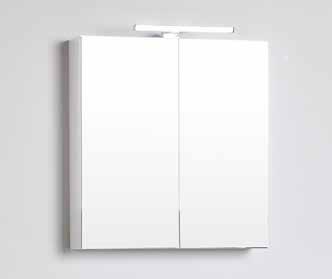 Nite LED 305 mm Mått (BxHxD): 600x720x30 mm WC SPEGELSKÅP BAS 400 ELLER SPEGEL 400 Två glashyllor, Spegel även inuti skåp,