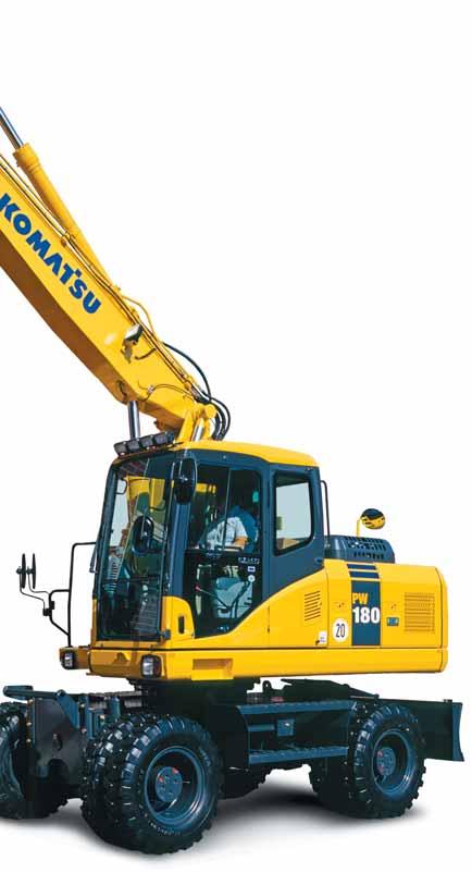 HYDRAULISK HJULGÅENDE GRÄVMASKIN MOTORSTYRKA 116 kw / 158 Hk TJÄNSTEVIKT 16.020-18.440 kg SKOPVOLYM max.