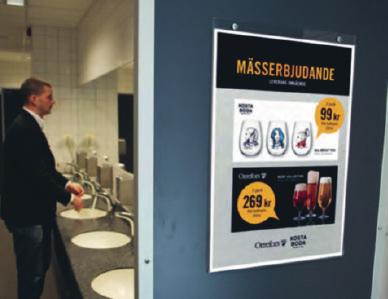 TOALETTER, ÖVRE PLAN WC-skyltar På respektive dam/herrtoalett finns totalt 50 st reklamplatser för A3-affischer med valfritt budskap/reklam.