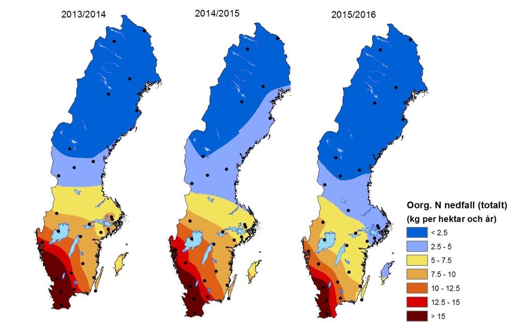 Övergödning Sverige Kvävenedfall, våt- + torrdeposition