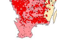 Krondroppsnätets mätningar syften Fortsatta problem i skogsmiljön i Kronoberg Krondroppsnätet Försurning av sjöar och vattendrag består Försurade (röda) och ej försurade sjöar (svarta) 2010.