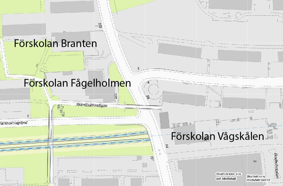 Förskolan Fågelholmen, Ekholmsvägen 227 Förskolan Branten, Ekholmsvägen 229 Förskolan Vågskålen, Ekholmsvägen 84 Huvudgata: Ekholmsvägen Befintlig hastighet: 50 km/tim Föreslagen hastighet: 40 km/tim