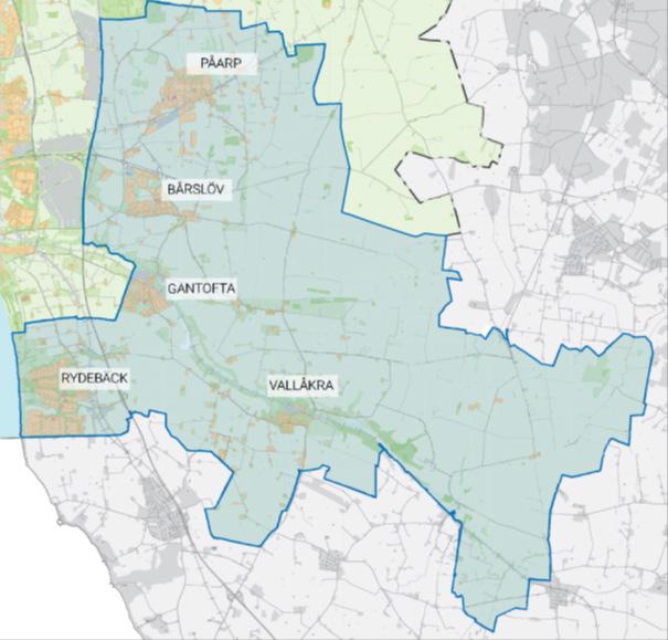 består av den södra delen av staden utanför Helsingborgs tätort. I området finns fem mindre tätorter med 84 procent av områdets befolkning.