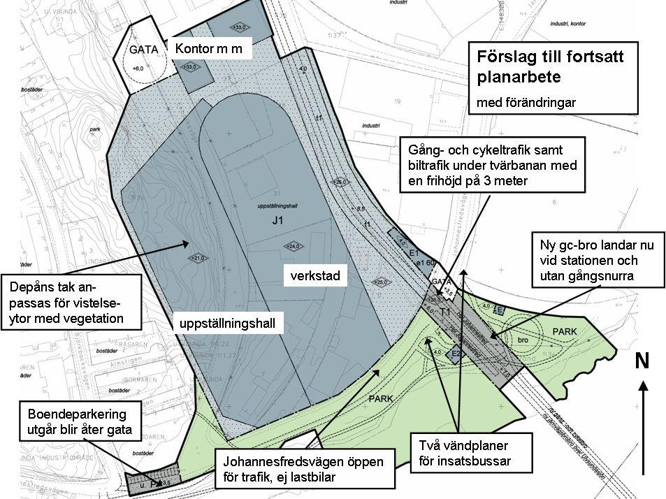 SID 9 (10) SL:s alternativ C Stadsbyggnadskontoret tycker att en plankorsning över tvärbanan samt Bryggerivägen blockeras.