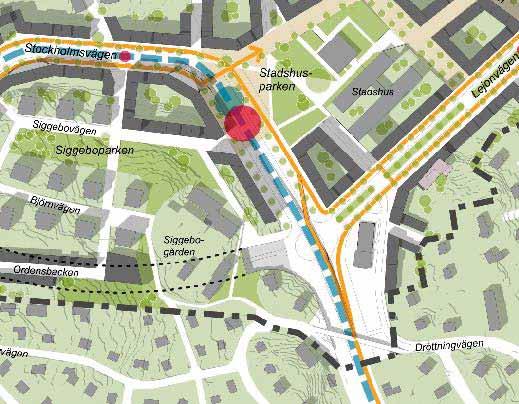 Gång- och cykeltrafik Vid en överdäckning av brofästet i framtidsbild 4 bedöms förutsättningarna för gång- och cykeltrafik vara bättre än i framtidsbild 1-3.