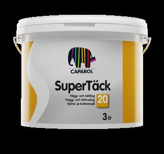 SuperTäck 20 halvmatt Halvmatt färg med tålig yta. Lämplig på tak och väggar inomhus på ytor som kräver mer rengöring.