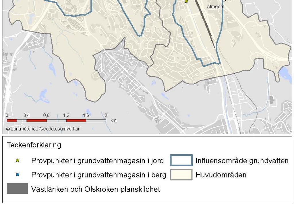 grundvattenmagasin i jord (grön och berg