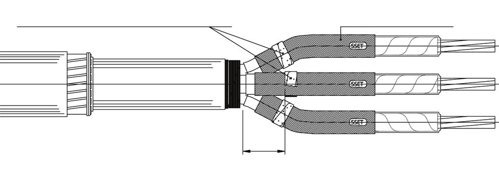 PEM1102CSWE 2014-10 5/18 Fältstyrande mastik SSCTA85 10 Ledande slang SSET 70 7. Linda två lager med fältstyrande mastik (SSCTA85) på de ledande slangarna (SSET).