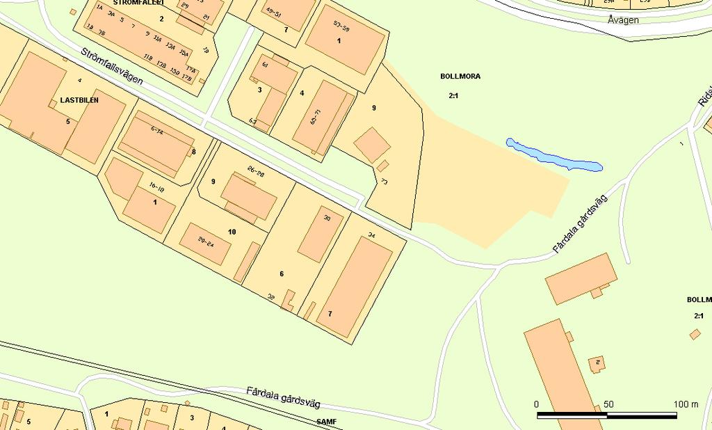 Markägoförhållanden Karta som visar fastigheterna inom planområdet. Fastigheten Lastbilen 7 är i privat ägo. Fastigheten Bollmora 2:1 är kommunalägd. Riksintressen Området berör inga riksintressen.