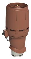 Kan enkelt justeras via potentiometer i hatten. Ingen extra extern reglering behövs. Med fläkten behövs VILPE genomföring enligt takmaterial. Maxflöde 135 l/s.