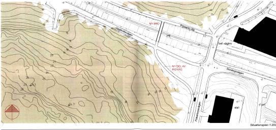 Situationsplan. KHR Rundquist arkitekter ab Teknisk utformning I skissförslaget konstrueras bron i trä vilkets bedöms som lämpligt för områdets karaktär.