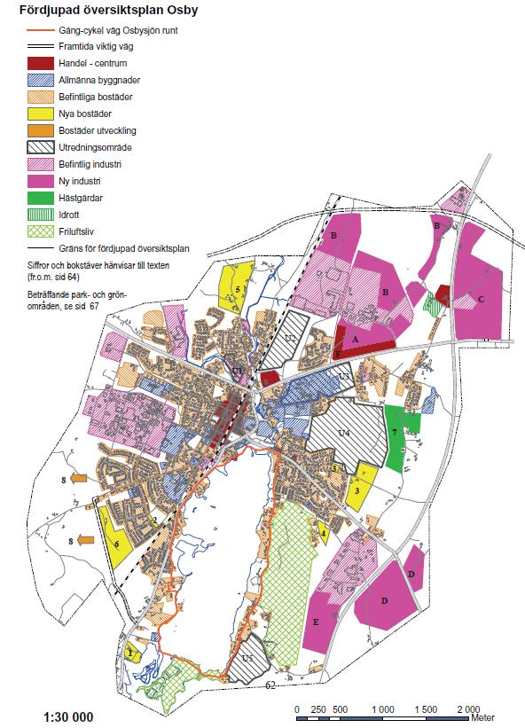 Planområdet med den aktuella fastigheten som tomtindelningen berör, ungefärligt utmarkerat med röd ring.