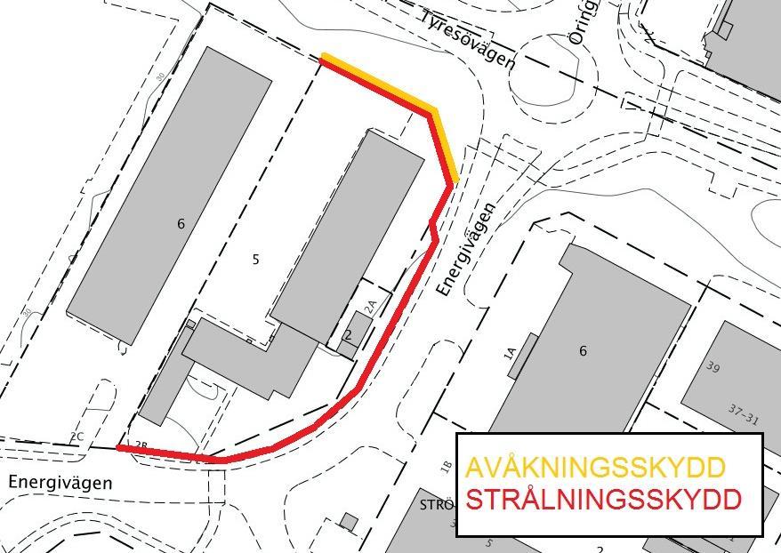 Planbeskrivning Antagandehandling 10/15 längs planområdets gräns mot Tyresövägen och Energivägen (se illustration).