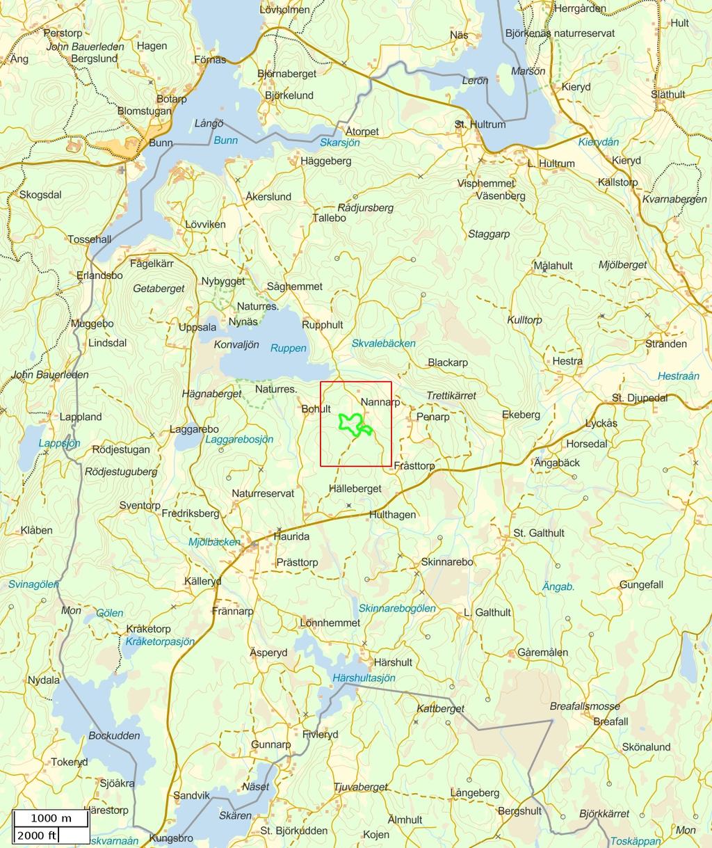 Traktdirektiv 2017-11-14 14:49 Rp Nannarp Hushållningssällskapet Skog Översiktskarta Skala: ~1:50000