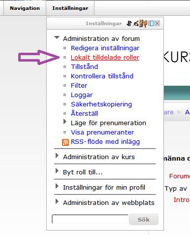 Lärare -kan göra i stort sett samma som Kursansvarig, dock endast tilldela roller från Kursdeltagare och ner.