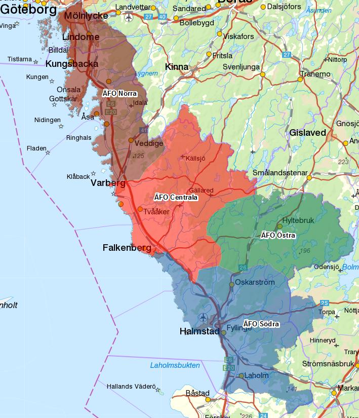 Beslut 6(6) Bilaga 2 Älgförvaltningsområden Karta. Färglagda områden i kartan visar länets älgförvaltningsområden, ÄFO. Varje älgjaktsområde är registrerat till ett ÄFO.