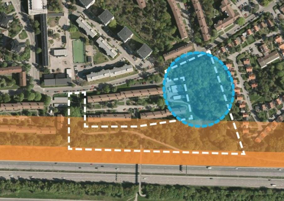 Sida 11 (15) 75m 25m Blå markering - del av planområdet som i första hand ska prövas för flerbostadshus av Stockholmshustyp.