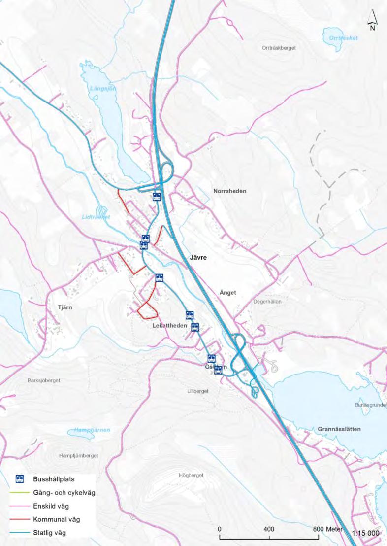 Trafik och kommunikationer Närhet till E4 medger bra förbindelser för motortrafik. Sammanhängande gång- och cykelvägnät saknas med omland (in mot stan). Förslag finns framtaget av Trafikverket.