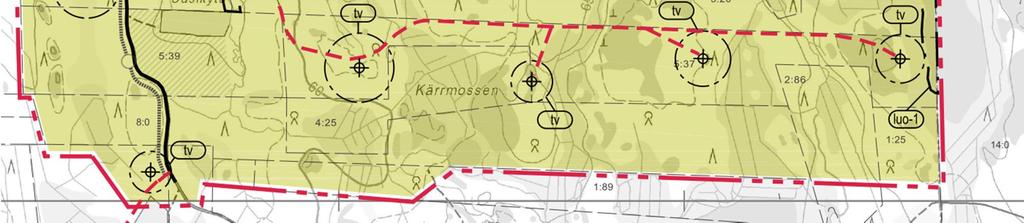 Utdrag ur utkastet till delgeneralplan för vindkraftsparken i Uttermossa. Elöverföring Elöverföringen från vindkraftverken till elstationen sker via 20 kv:s jordkablar.