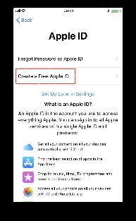 Skapa nytt Apple-ID från panelen ovan. Fyll i uppgifterna.
