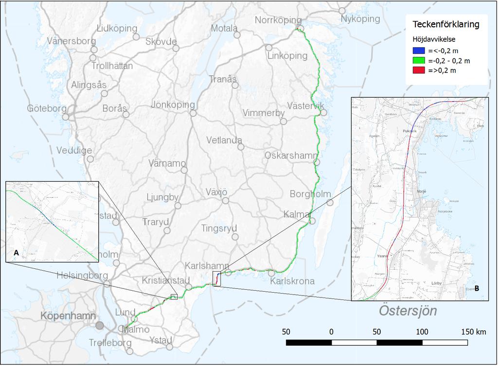 4 Resultat I följande avsnitt redovisas resultatet från kontroller av höjd, plan, och avvikelse mellan NH samt mobil laser data.