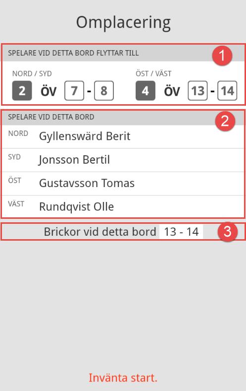 Slumpmässig omplacering Innan tävlingen börjar kan slumpmässig omplacering av spelarna ske. Bilden nedan visar flyttinstruktionerna för den slumpmässiga omplaceringen.