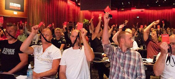 BYGGNADS KONGRESS 2018 Regionstyrelsen ska besluta vid varje tillfälle det ska serveras som alkohol. Byggnads ska verka för att karensdag slopas vid sjukdom.