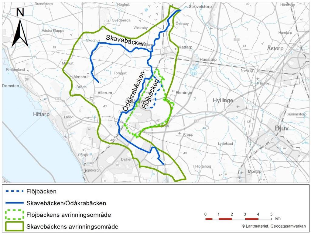 Flöjbäcken tillhör Skavebäckens avrinningsområde (622799-131072, Mynnar i Hasslarpsån ). Avrinningsområdet är total cirka 62 km 2 (SMHI, 2018).
