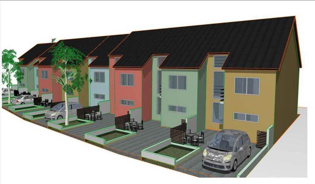 Situationsplanen och illustrationen nedan är ett exempel på hur byggnaden kan placeras på fastigheten och hur den skulle kunna utformas.