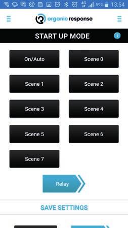 Spara önskad inställning. 4. Prova de olika scenarierna med Go to knapparna. 5. Under Scene Functions kan man välja att återgå till normal funktion (t.ex. dagsljusstyrning) med Revert to Auto Mode.