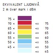 Utförda utbredningsberäkningar nedan 2m över mark visar att 55 dba ekvivalent ljudnivå klaras på ca 7m från Varamonvägen samt