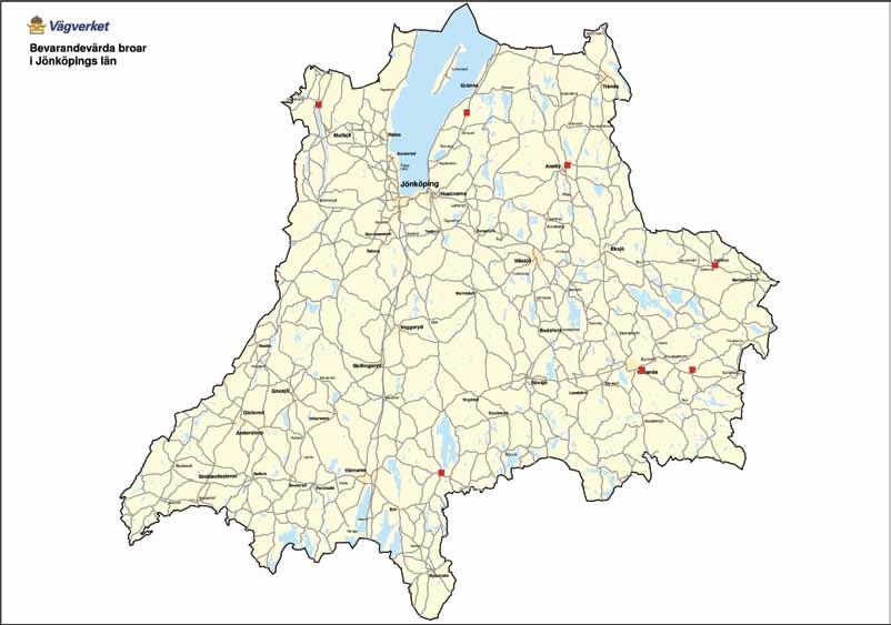 Karta över broarna i Jönköpings