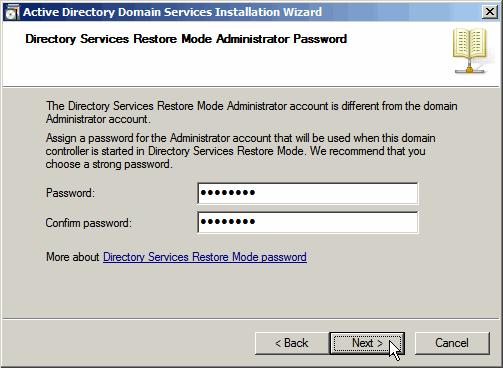 AD databas återställning Rekommenderas inte men vid behov kan lösenordet ändras så här: CMD ntdsutil set dsrm password reset password on