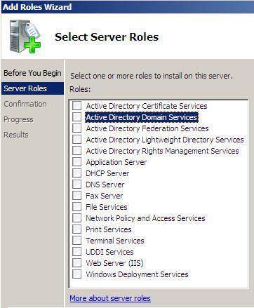 Först installeras AD DS roll När du klickar på länken Add
