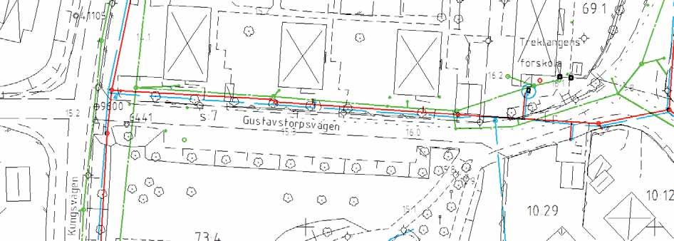 BEFINTLIG DAGVATTENHANTERING Befintliga ledningar Kommunala dagvattenledningar finns idag i Gustavstorpsvägen, Kungsvägen, Sölvesborgsvägen samt i Kungsparken.