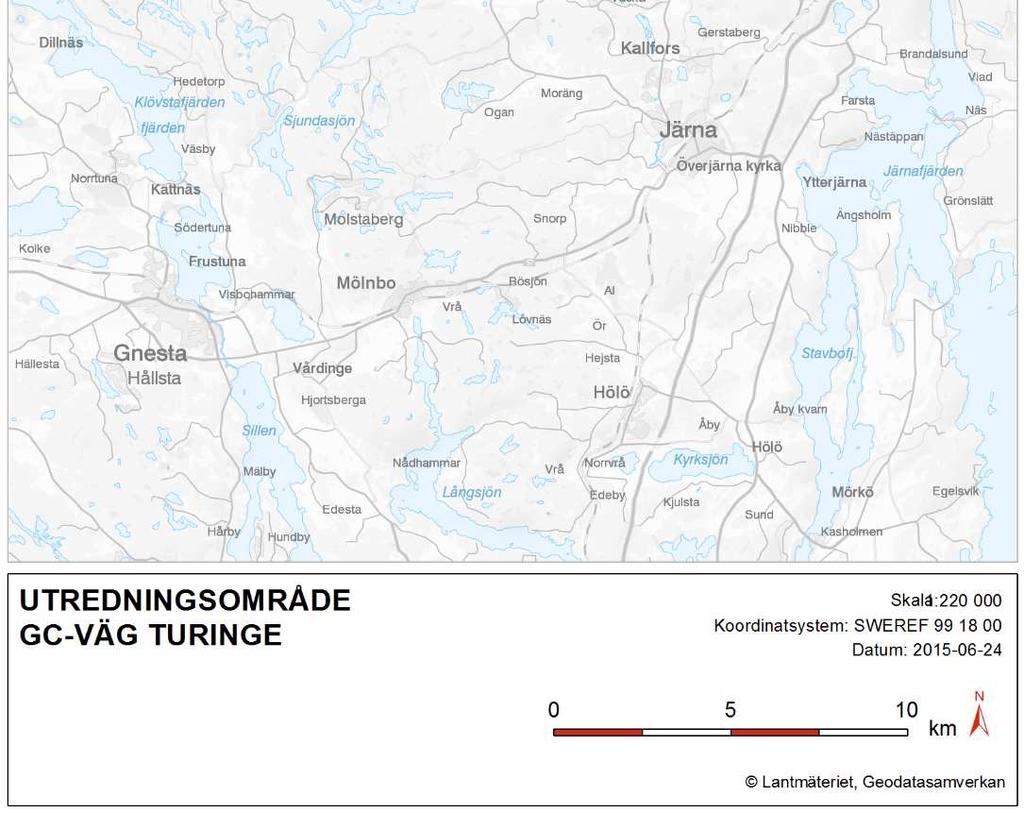 kyrka och trafikplats Nykvarn. Tillgängligheten och trafiksäkerheten för gående och cyklister är låg.