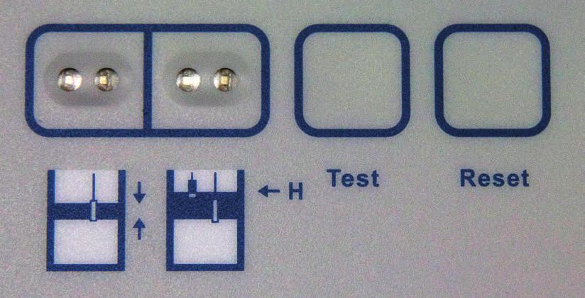 Användarhandledning ema signal OSA Frontens knappar och lysdioder: Lysdioder för skiktlarm och felvisning Lysdioder för högnivålarm och felvisning Testknapp Kvitteringsknapp Uppstart av enhet När
