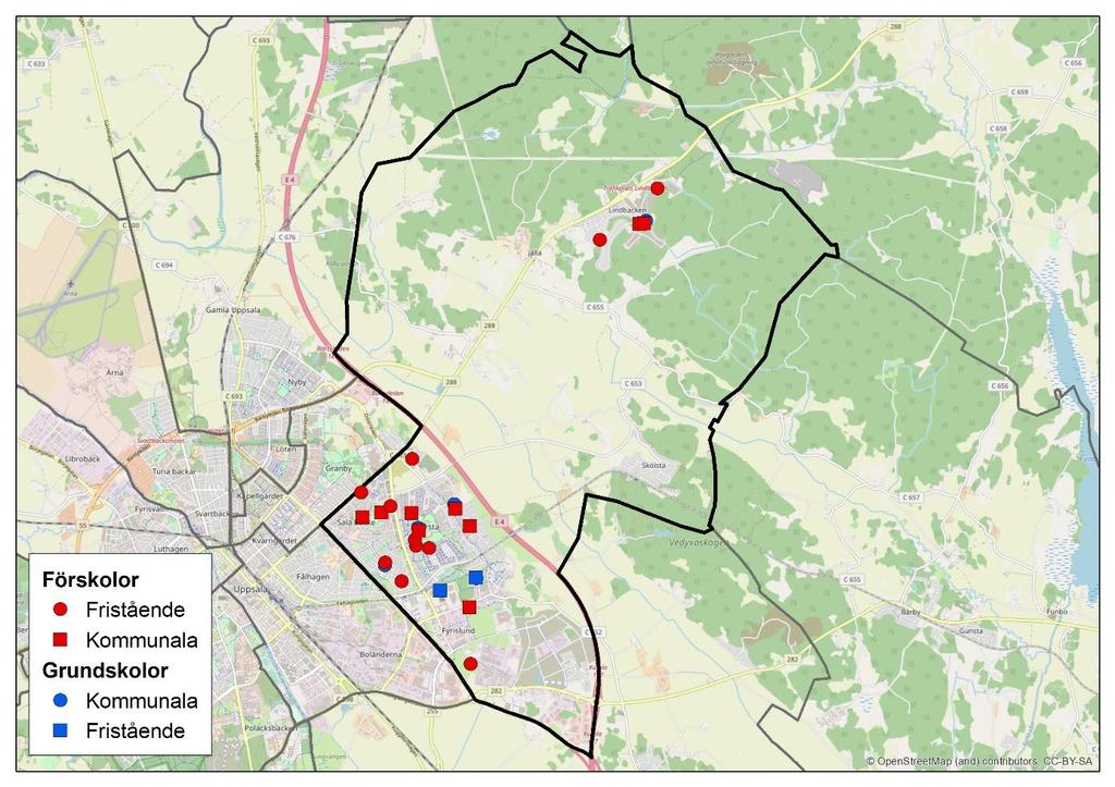 50 (85) Salabacke/Årsta Lokalresurser Förskola kommunal Axelina förskola Familjedaghem Vaksala Kamomillens förskola Källparkens förskola Lindens förskola Salabacke förskola Slavsta förskola