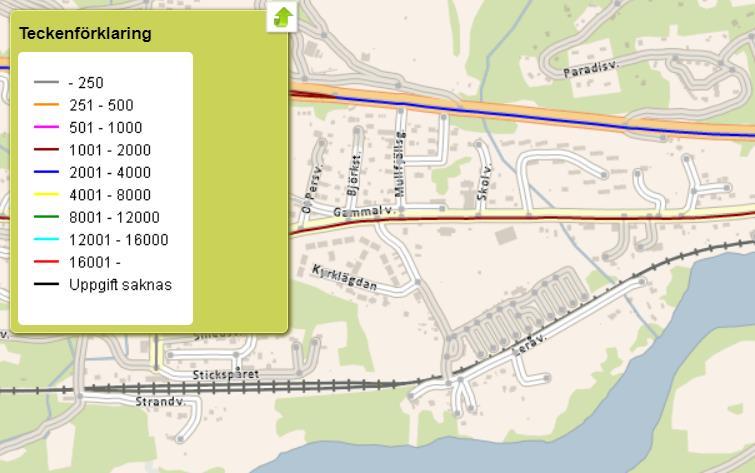 8.2.1 Trafikflöde Statistik rörande mängder tung trafik och total trafik (ÅDT) tillhandahålls av Trafikverket genom Nationell