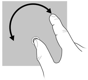 Sätt tummen på skärmen och rör sedan pekfingret (håll kvar tummen)