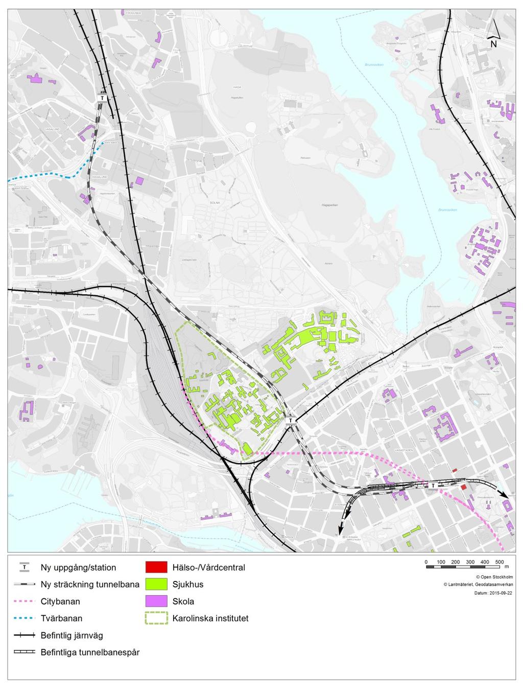 Figur 17. Samhällsviktiga verksamheter i station Odenplans närområde.