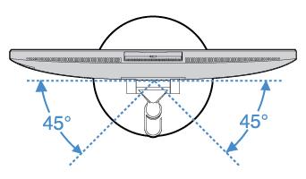 Bild 4. Maskintyp och modellmärkning Justera bildskärmsstället Anm: Bildskärmsstället är ett tillval. Justera datorns vertikala position i en vinkel mellan 5 framåt och 65 bakåt. Bild 5.