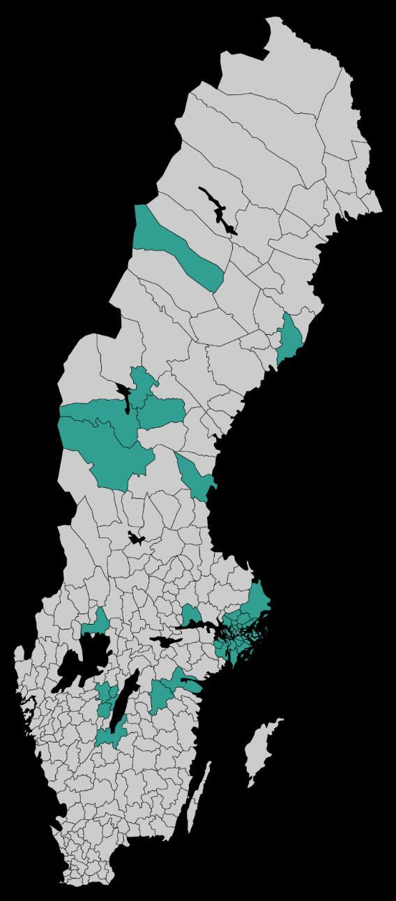 Deltagande kommuner Oktober 2018 Berg Bräcke Hjo Hudiksvall Härjedalen Jönköping Karlstad Linköping